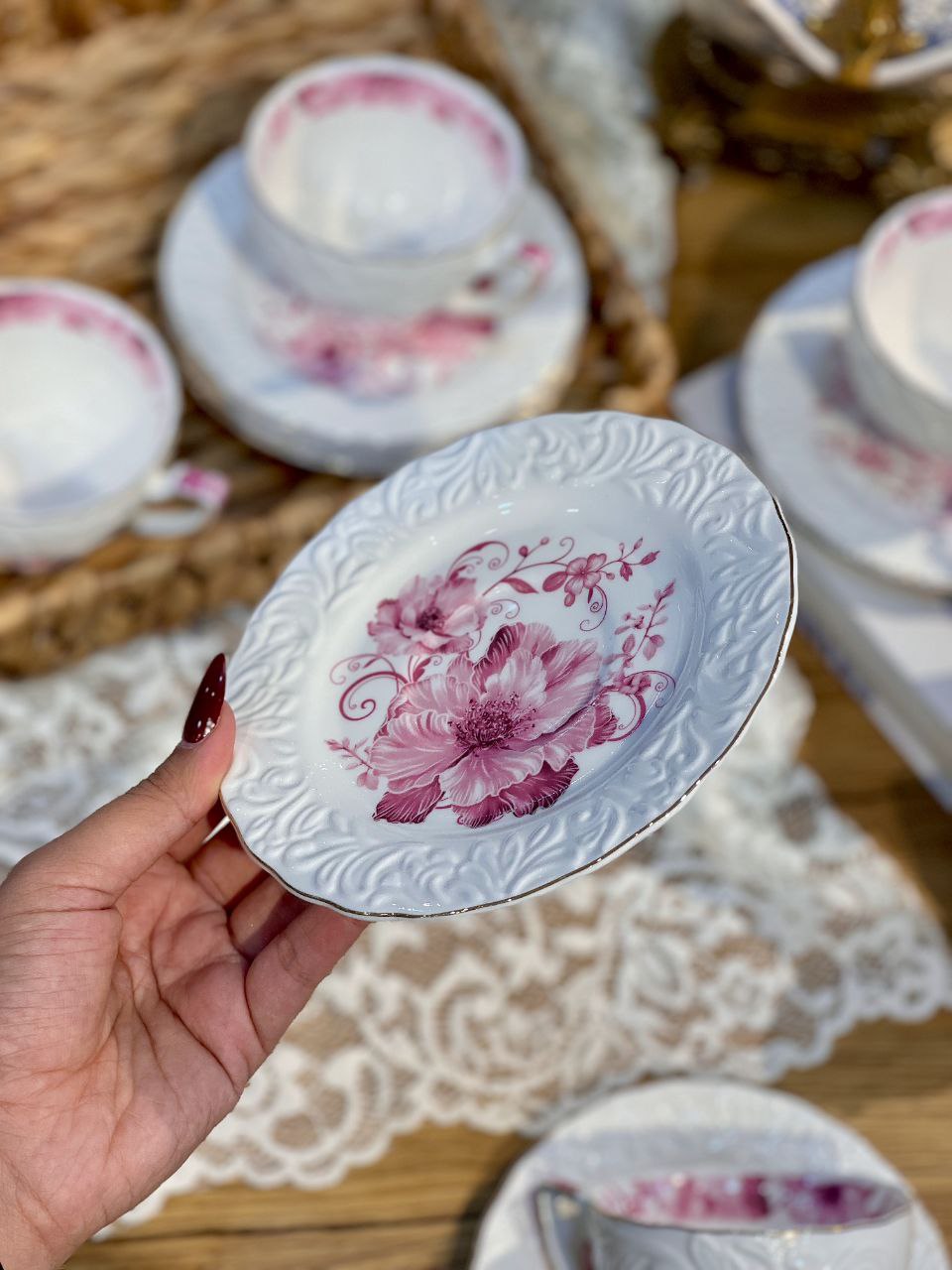 ست چای و قهوه خوری گل برجسته محصول Şahin ترکیه