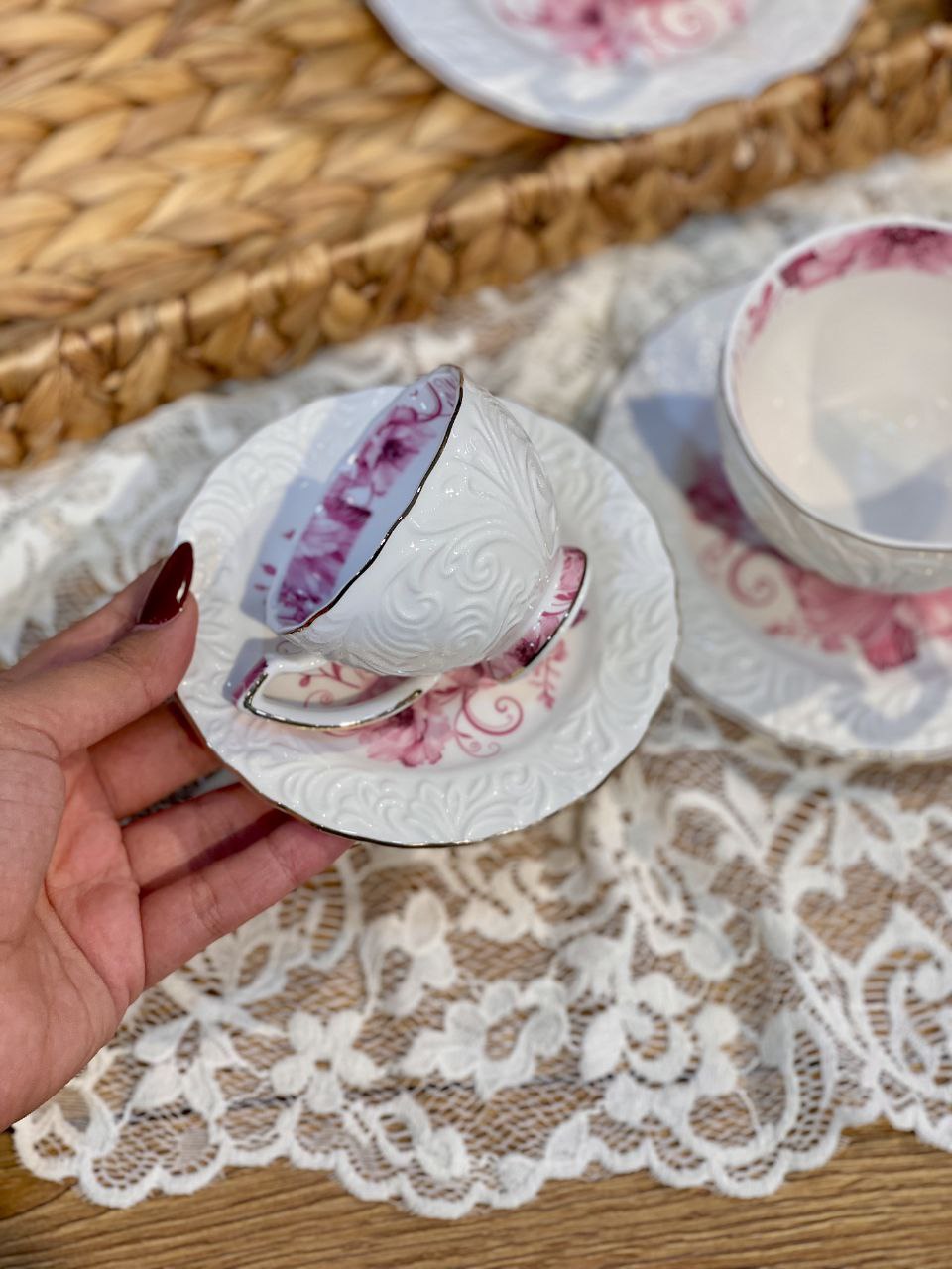 ست چای و قهوه خوری گل برجسته محصول Şahin ترکیه