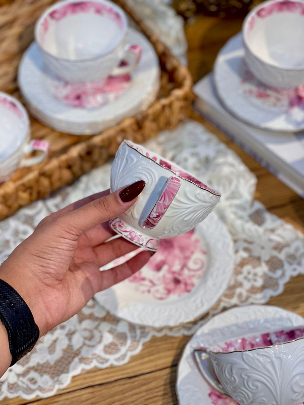 ست چای و قهوه خوری گل برجسته محصول Şahin ترکیه