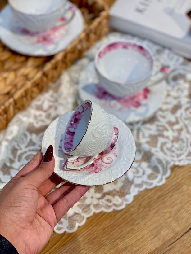 ست چای و قهوه خوری گل برجسته محصول Şahin ترکیه