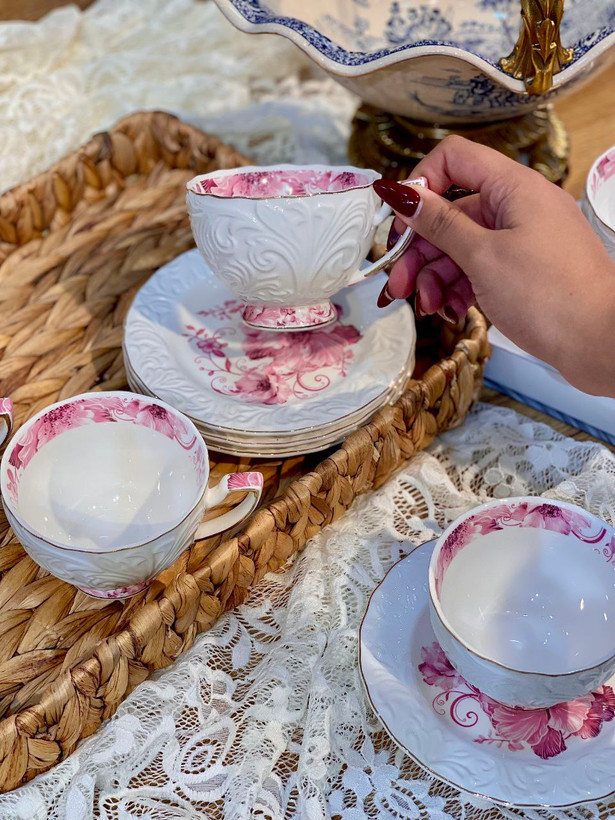 ست چای و قهوه خوری گل برجسته محصول Şahin ترکیه