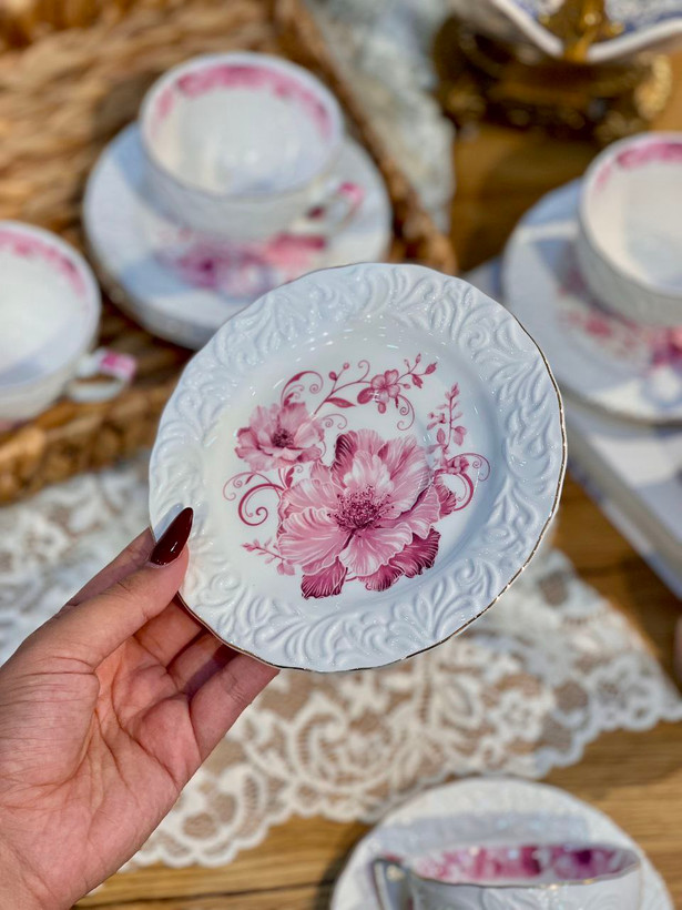 ست چای و قهوه خوری گل برجسته محصول Şahin ترکیه