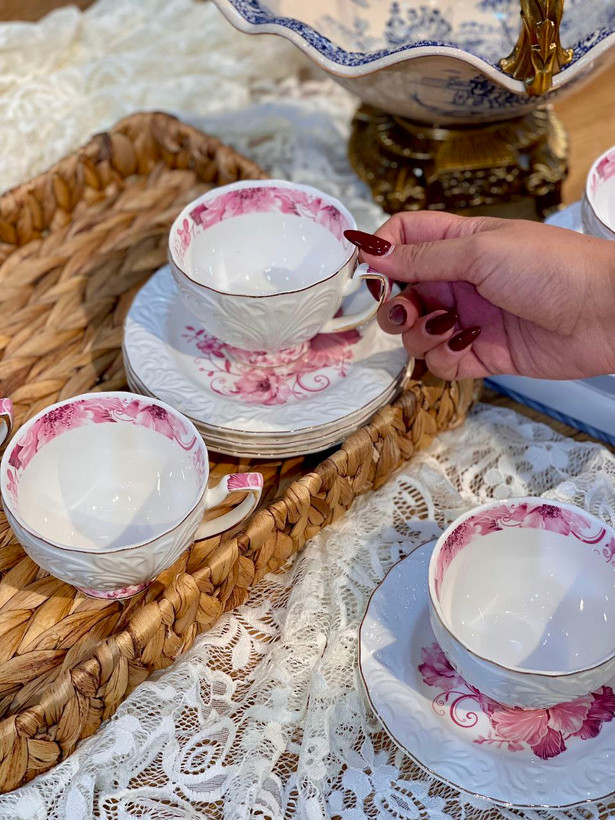 ست چای و قهوه خوری گل برجسته محصول Şahin ترکیه