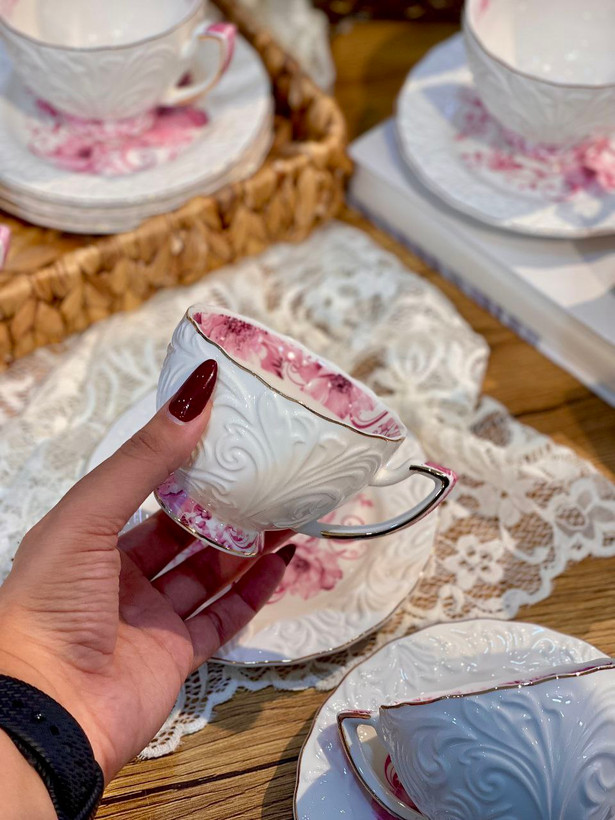 ست چای و قهوه خوری گل برجسته محصول Şahin ترکیه