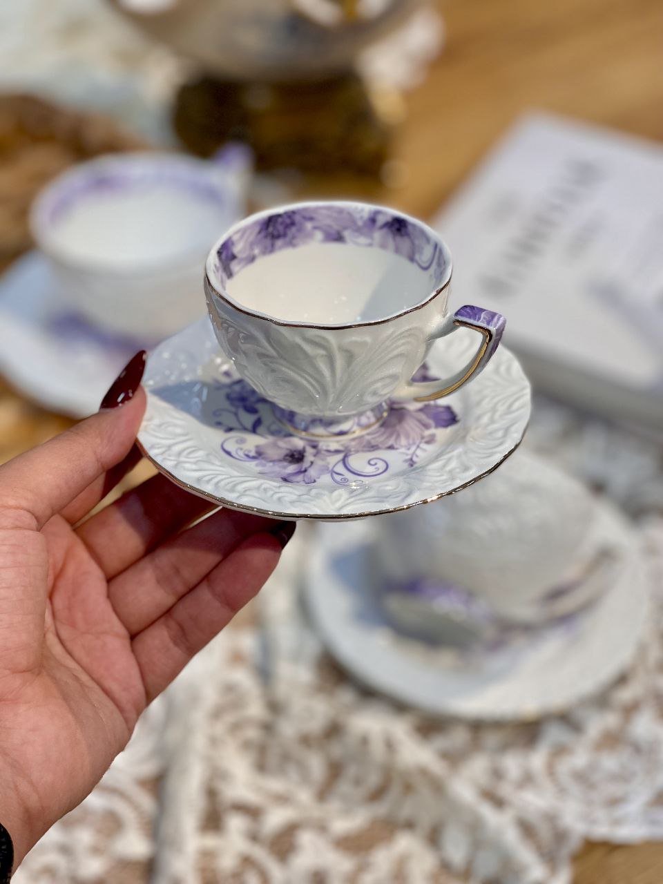 ست چای و قهوه خوری گل برجسته محصول Şahin ترکیه