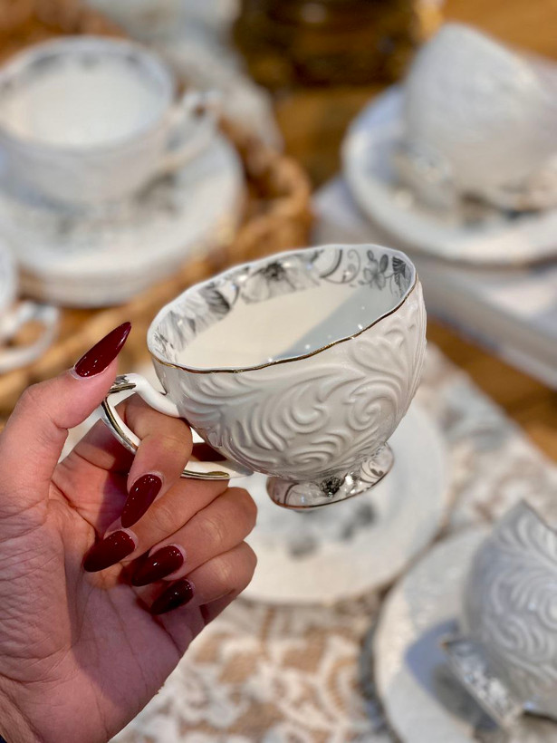 ست چای و قهوه خوری گل برجسته محصول Şahin ترکیه