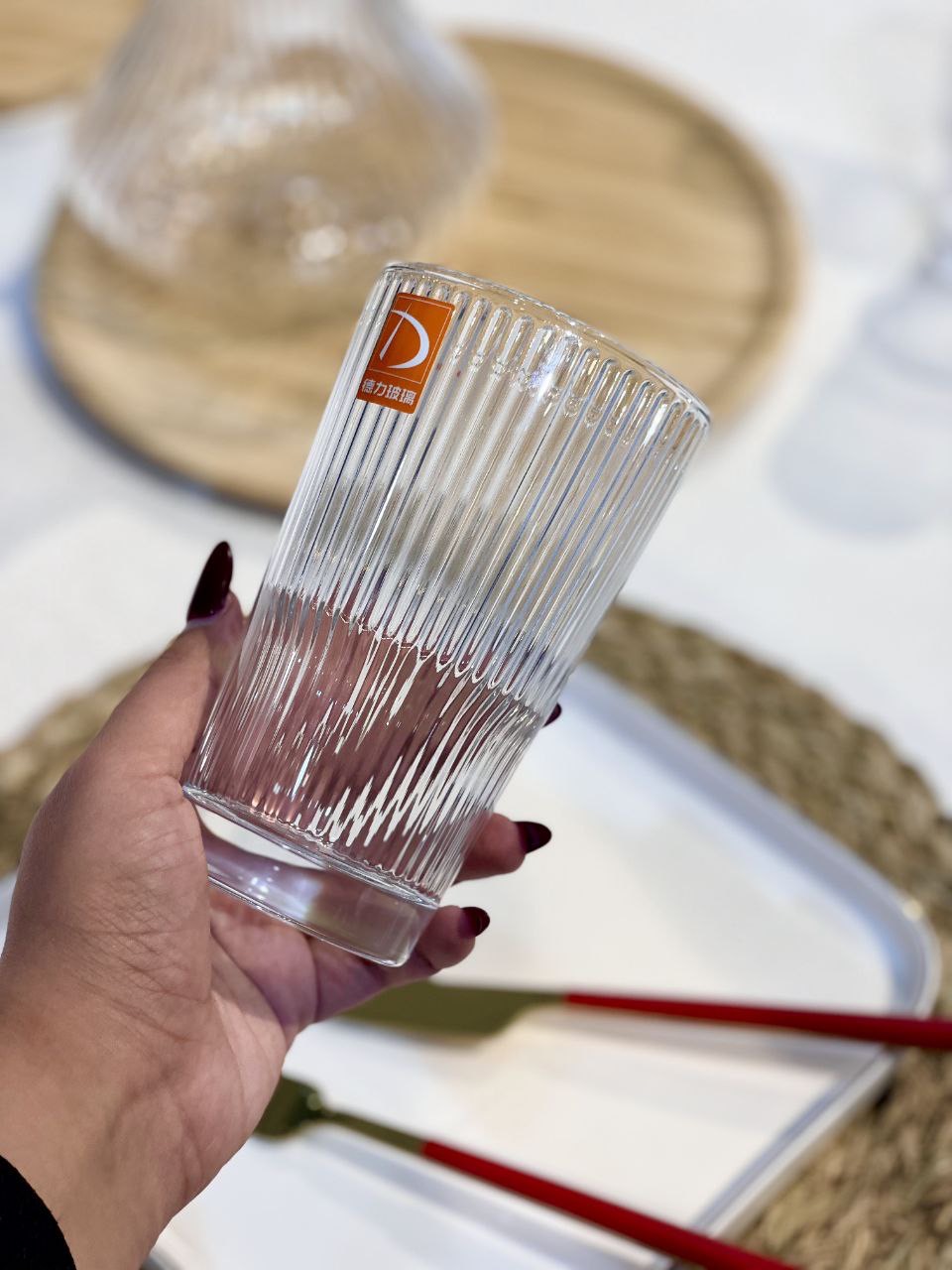 لیوان مخروطی شیاردار He mu محصول وارداتی DeliGlass