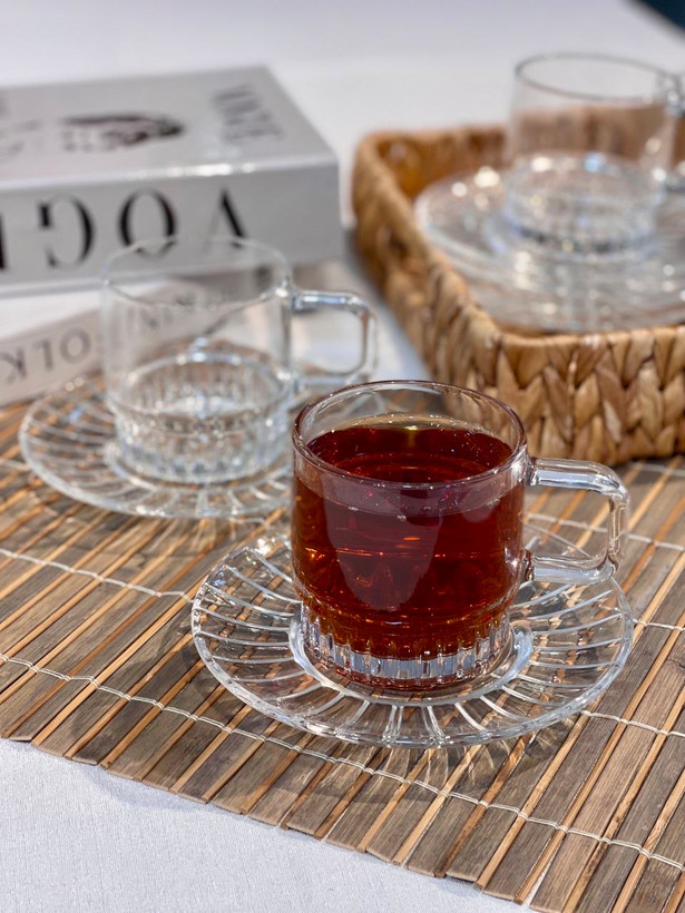 فنجان نعلبکی چای خوری محصول وارداتی Deli glass