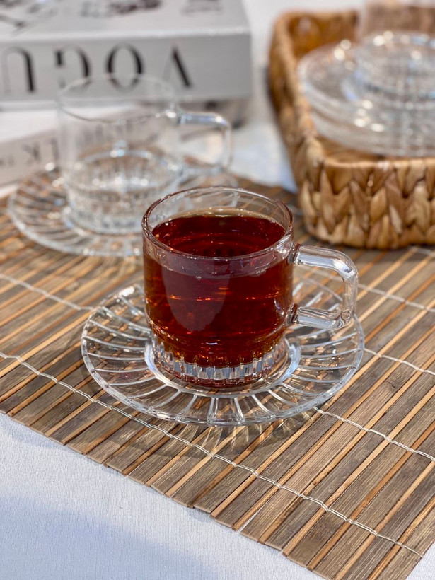 فنجان نعلبکی چای خوری محصول وارداتی Deli glass