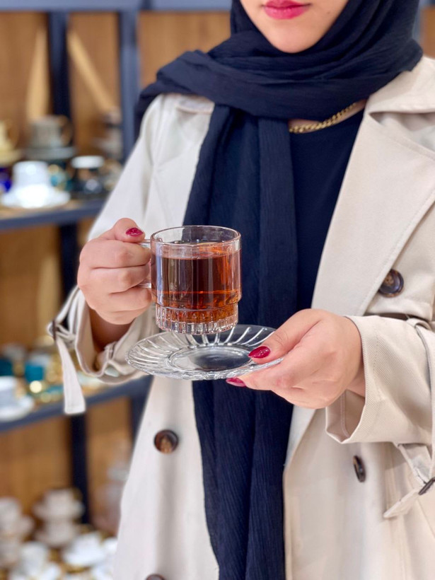 فنجان نعلبکی چای خوری محصول وارداتی Deli glass