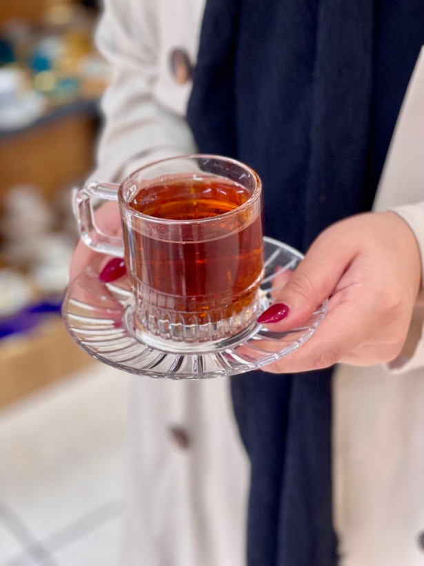 فنجان نعلبکی چای خوری محصول وارداتی Deli glass