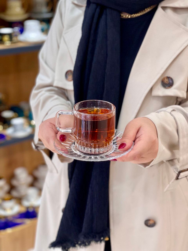 فنجان نعلبکی چای خوری محصول وارداتی Deli glass