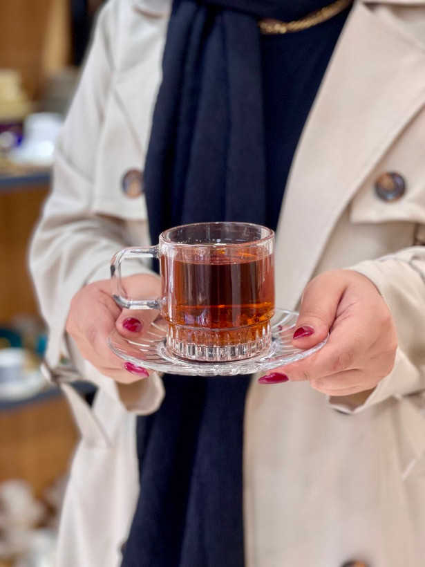 فنجان نعلبکی چای خوری محصول وارداتی Deli glass
