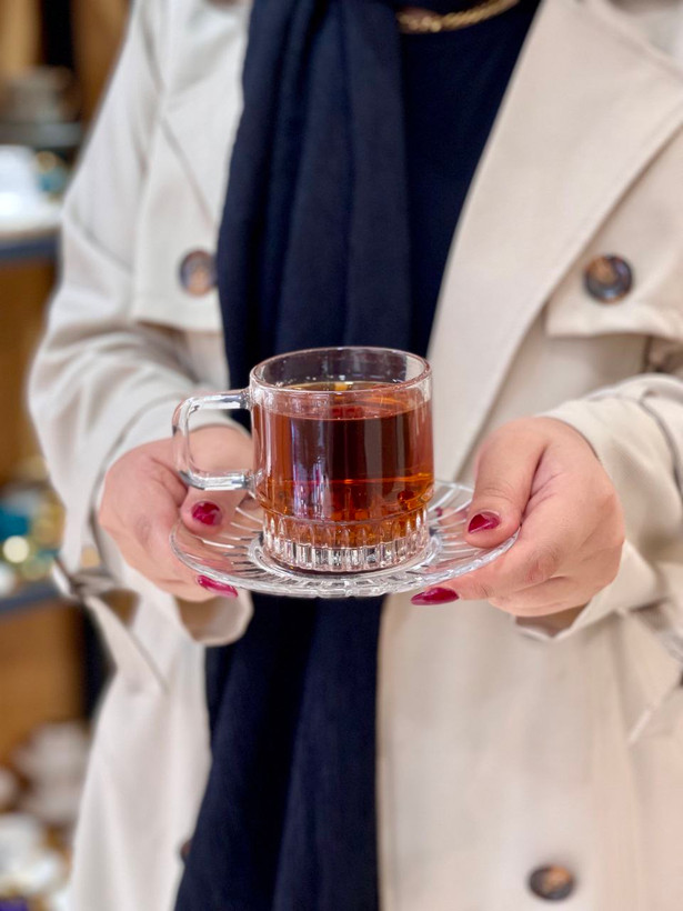 فنجان نعلبکی چای خوری محصول وارداتی Deli glass