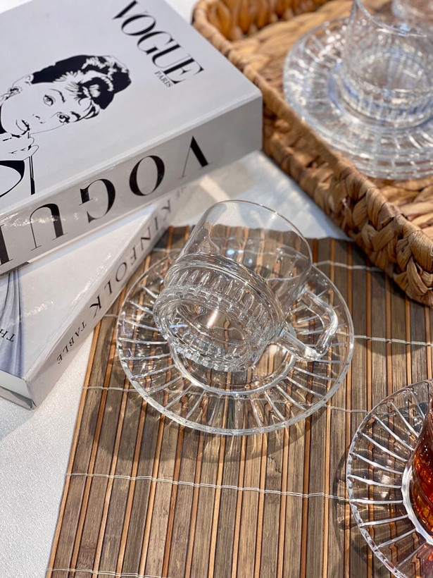 فنجان نعلبکی چای خوری محصول وارداتی Deli glass
