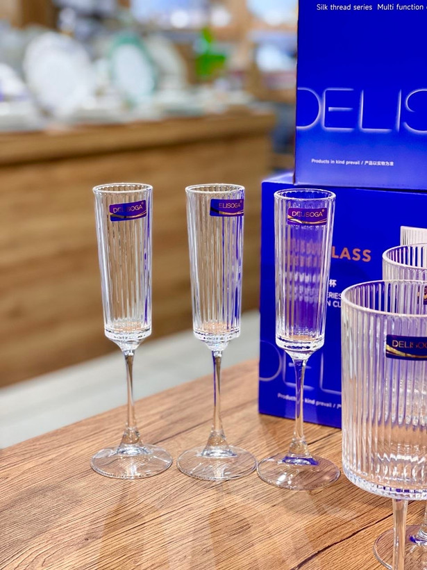 دسر خوری و گیلاس شیاردار Silk محصول وارداتی Deli Glass