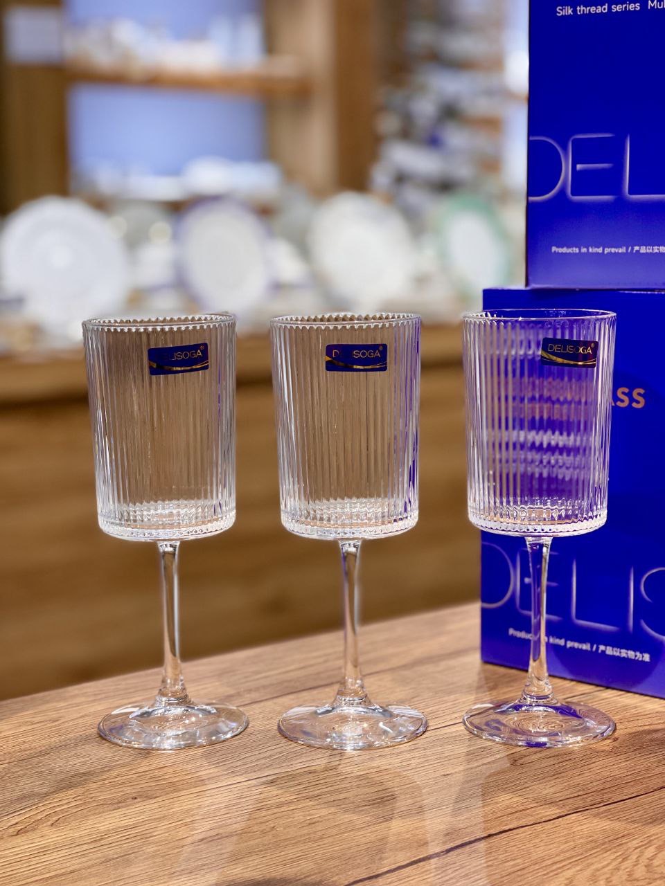 دسر خوری و گیلاس شیاردار Silk محصول وارداتی Deli Glass
