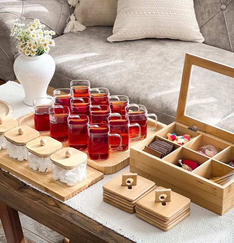 فنجان پیرکس مربعی محصول وارداتی deli glass