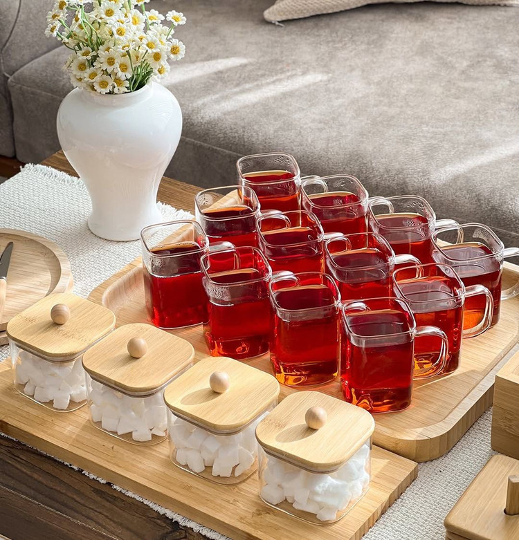 فنجان پیرکس مربعی محصول وارداتی deli glass