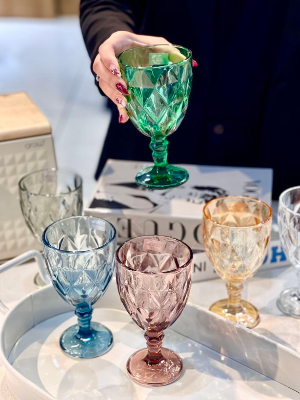 گیلاس و دسر خوری رنگی Diamond محصول وارداتی Deli Glass