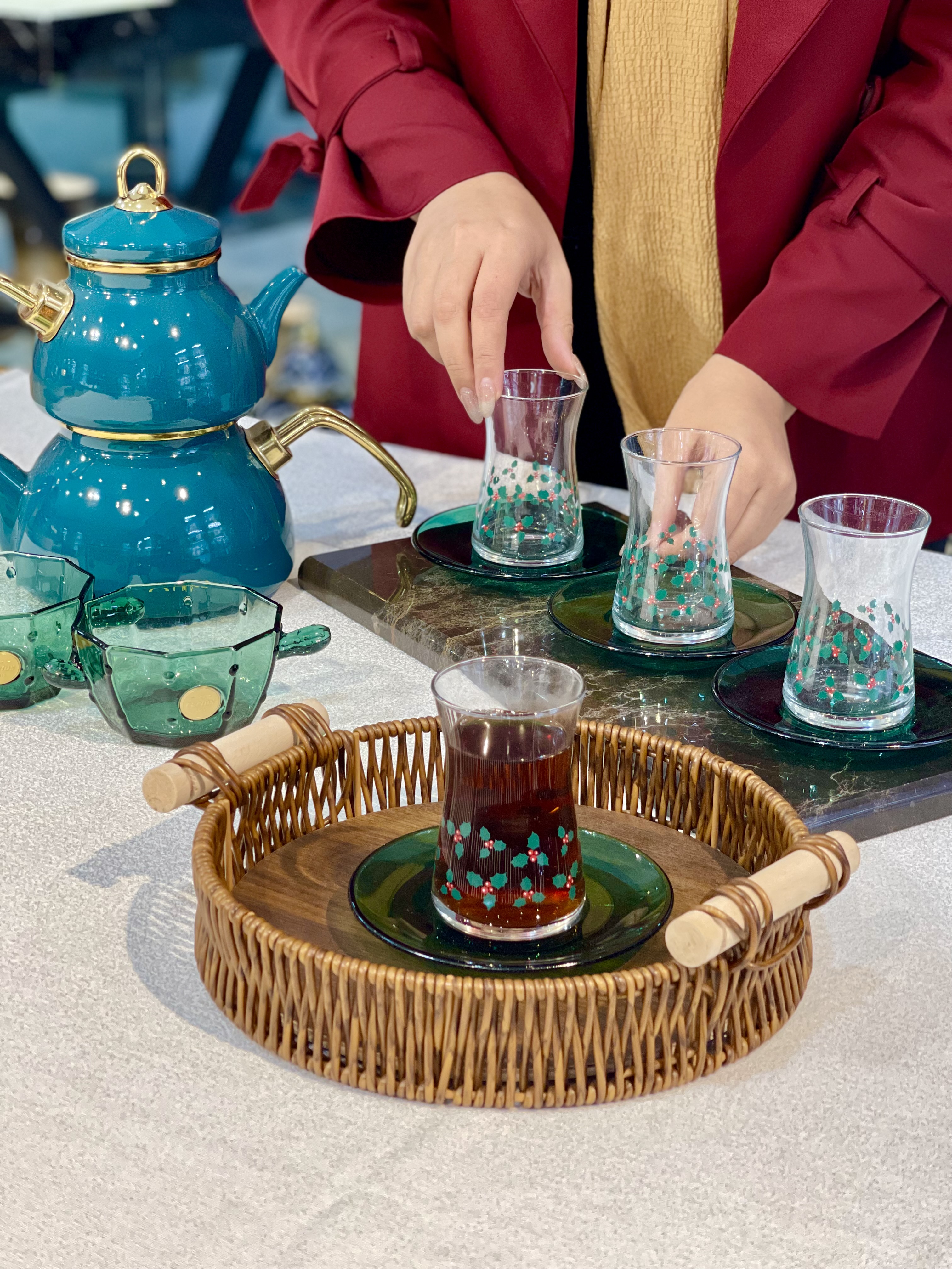 فنجان و نعلبکی چای خوری هشت پارچه merry mix محصول پاشاباغچه ترکیه