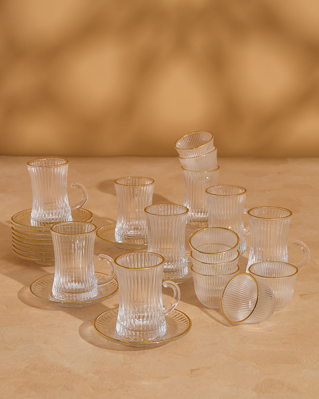 استکان نعلبکی لب طلا Ankara محصول Deli Glass