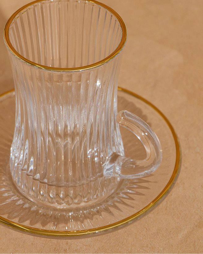 استکان نعلبکی لب طلا Ankara محصول Deli Glass