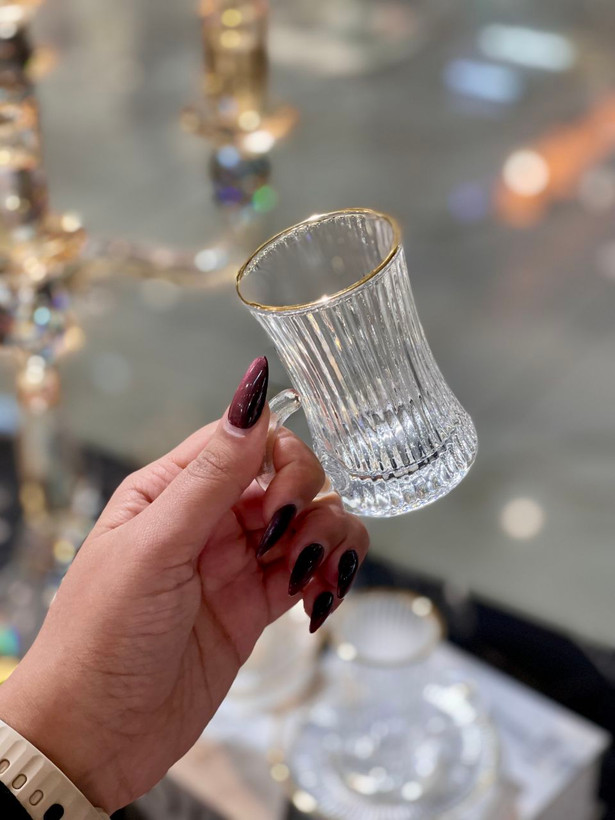 استکان نعلبکی لب طلا Ankara محصول Deli Glass