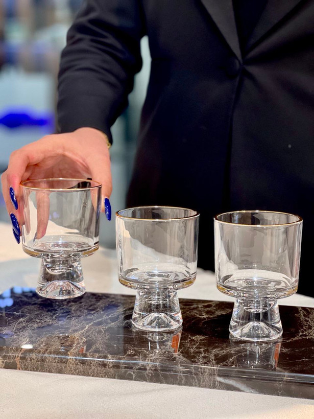 دسر خوری پایه کوه یخ لب طلا محصول وارداتی Deli Glass