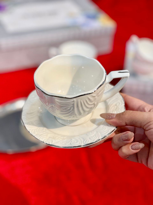 چای خوری و قهوه خوری گل برجسته دور سیلور وارداتی