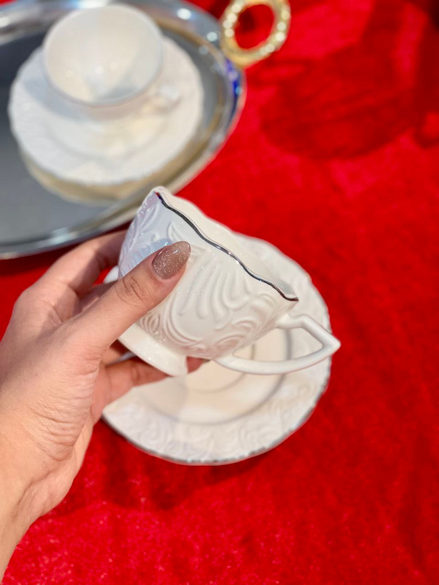 چای خوری و قهوه خوری گل برجسته دور سیلور وارداتی