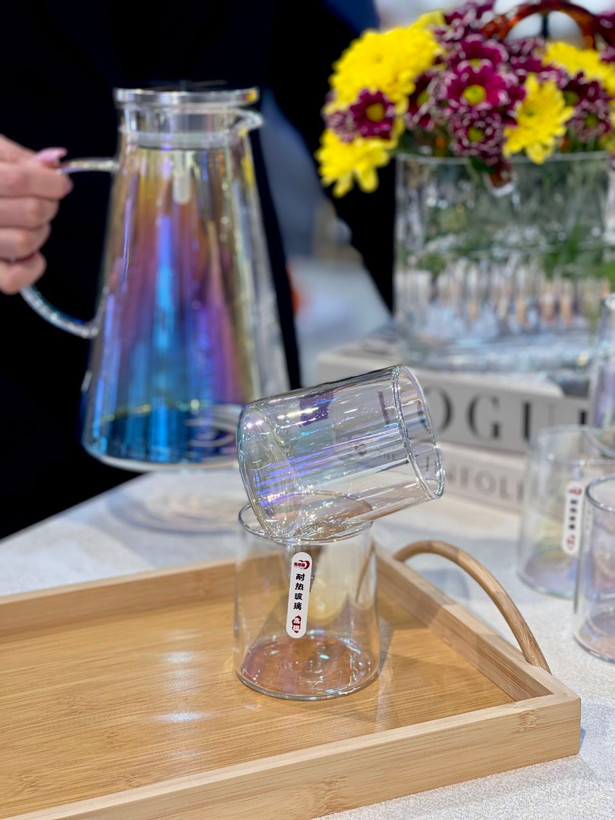 پارچ و لیوان هفت پارچه رنگ هولوگرامی Deli Glass