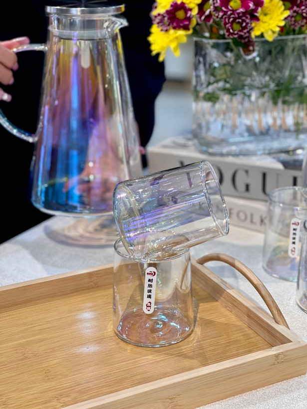 پارچ و لیوان هفت پارچه رنگ هولوگرامی Deli Glass