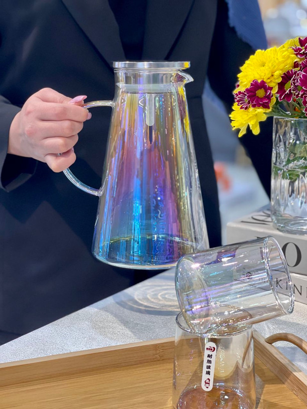پارچ و لیوان هفت پارچه رنگ هولوگرامی Deli Glass