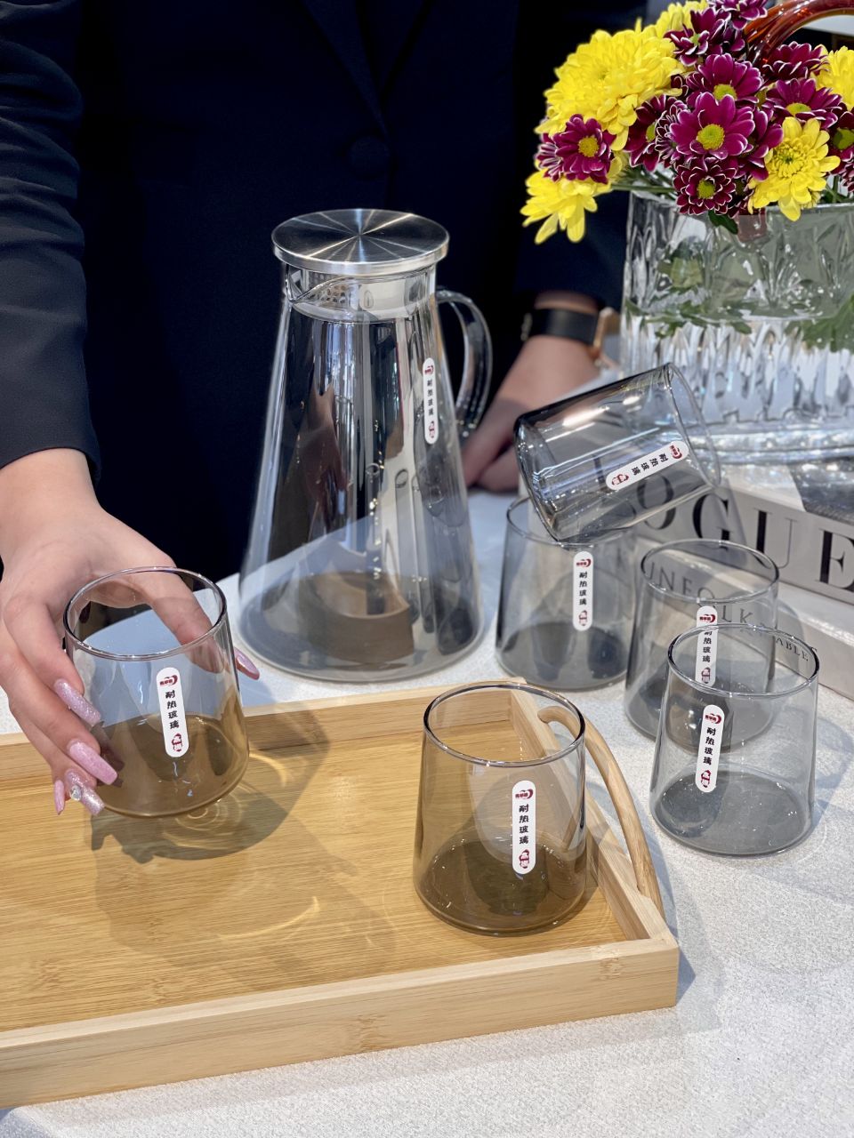 پارچ و لیوان هفت پارچه رنگ دودی Deli Glass
