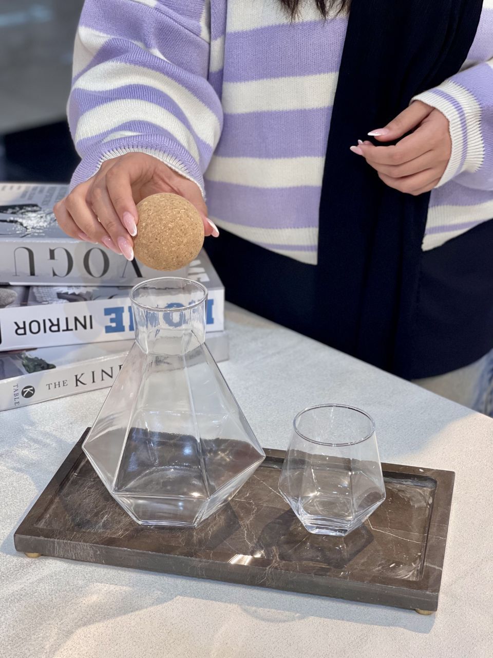 تنگ و نیم لیوان شش ضلعی وارداتی Deli Glass