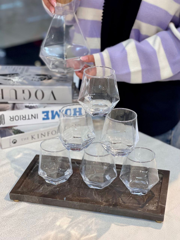 تنگ و نیم لیوان شش ضلعی وارداتی Deli Glass
