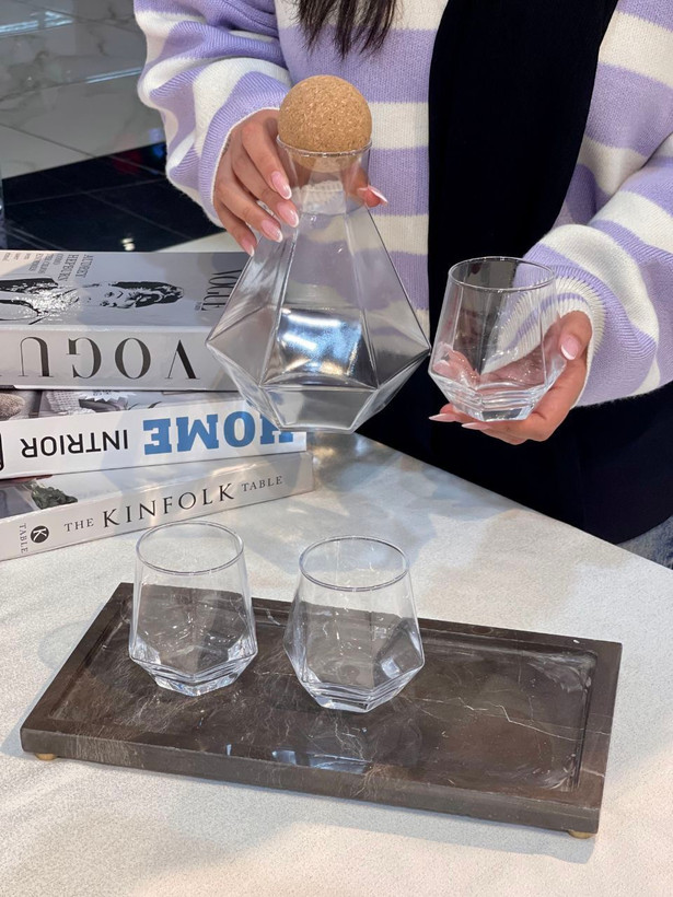 تنگ و نیم لیوان شش ضلعی وارداتی Deli Glass