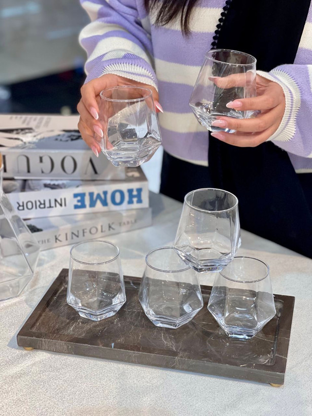 تنگ و نیم لیوان شش ضلعی وارداتی Deli Glass