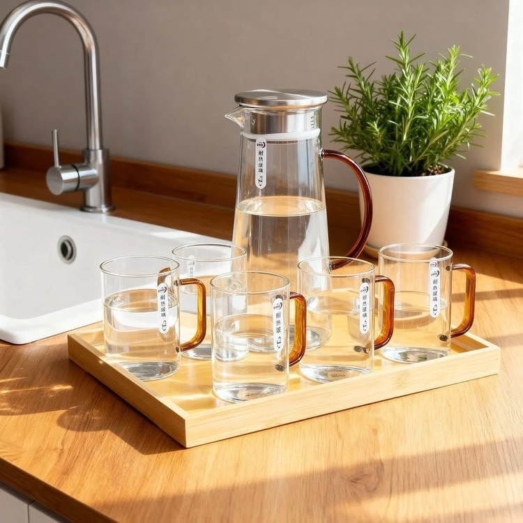 پارچ و لیوان هشت پارچه پیرکس محصول وارداتی Deli Glass