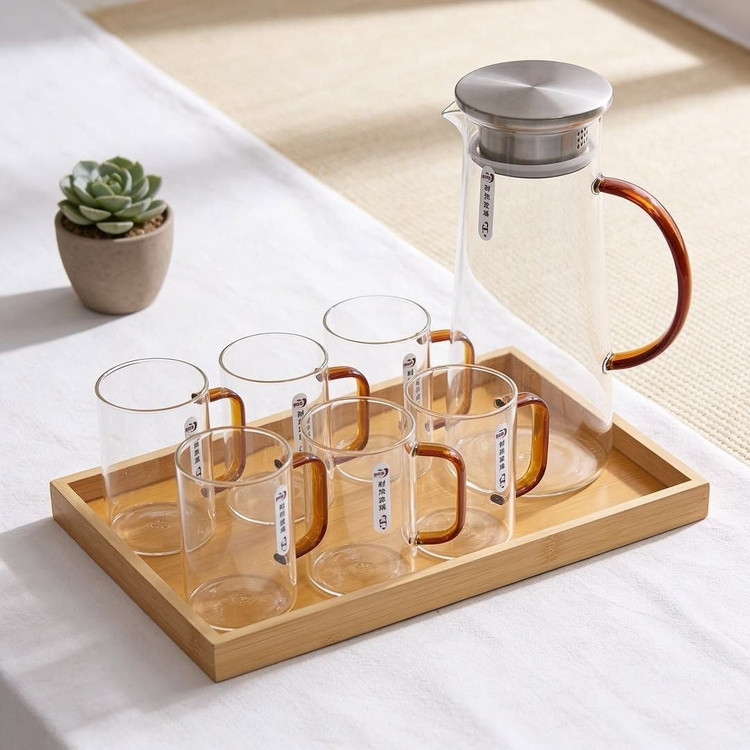 پارچ و لیوان هشت پارچه پیرکس محصول وارداتی Deli Glass