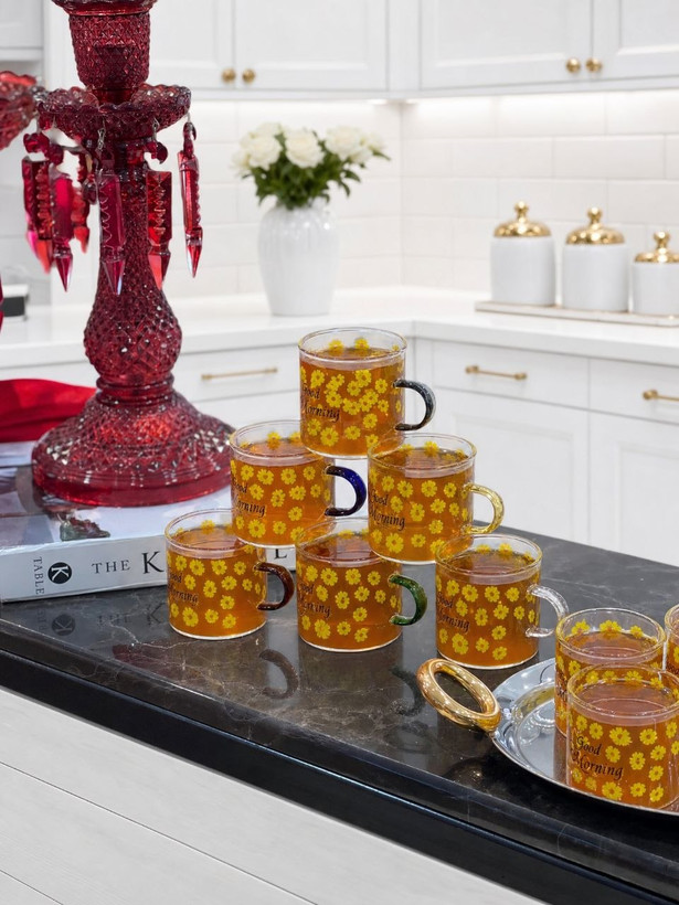 فنجان پیرکس شعله مستقیم دسته رنگی Chamomile محصول وارداتی IMAR