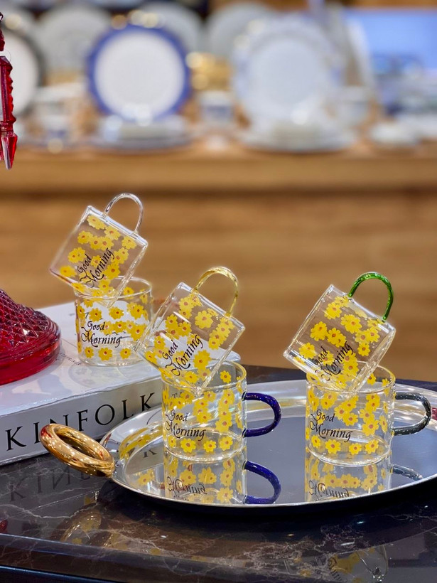 فنجان پیرکس شعله مستقیم دسته رنگی Chamomile محصول وارداتی IMAR