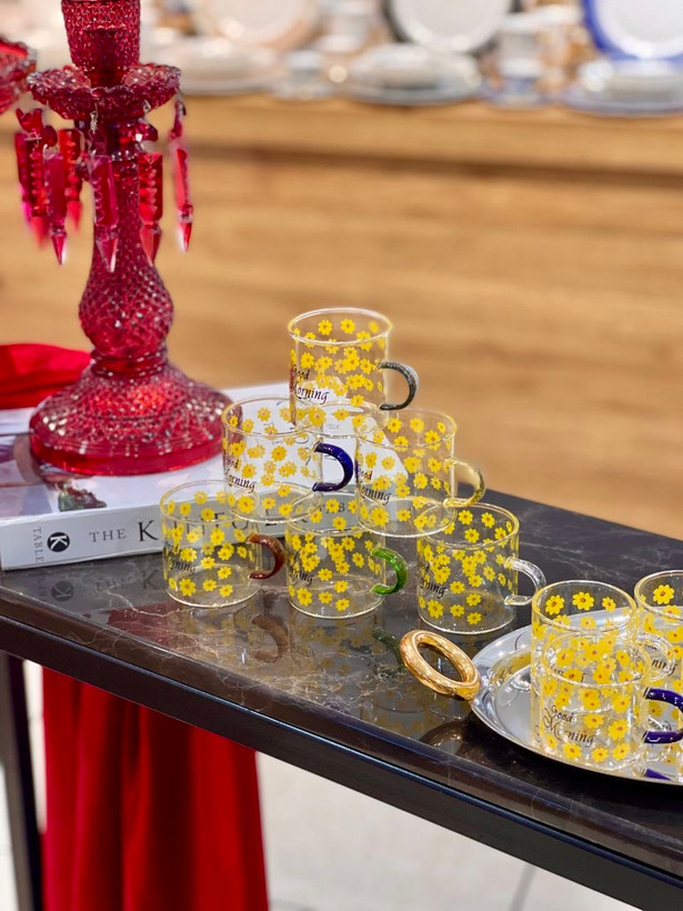 فنجان پیرکس شعله مستقیم دسته رنگی Chamomile محصول وارداتی IMAR
