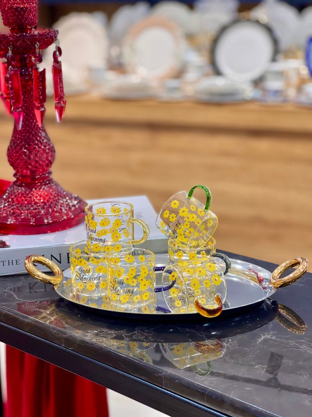 فنجان پیرکس شعله مستقیم دسته رنگی Chamomile محصول وارداتی IMAR
