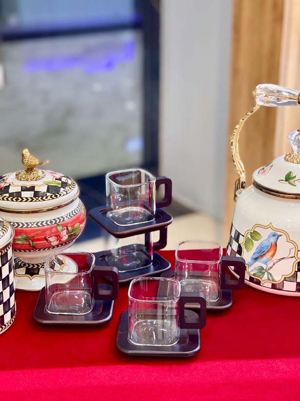 فنجان نعلبکی پیرکس مربعی