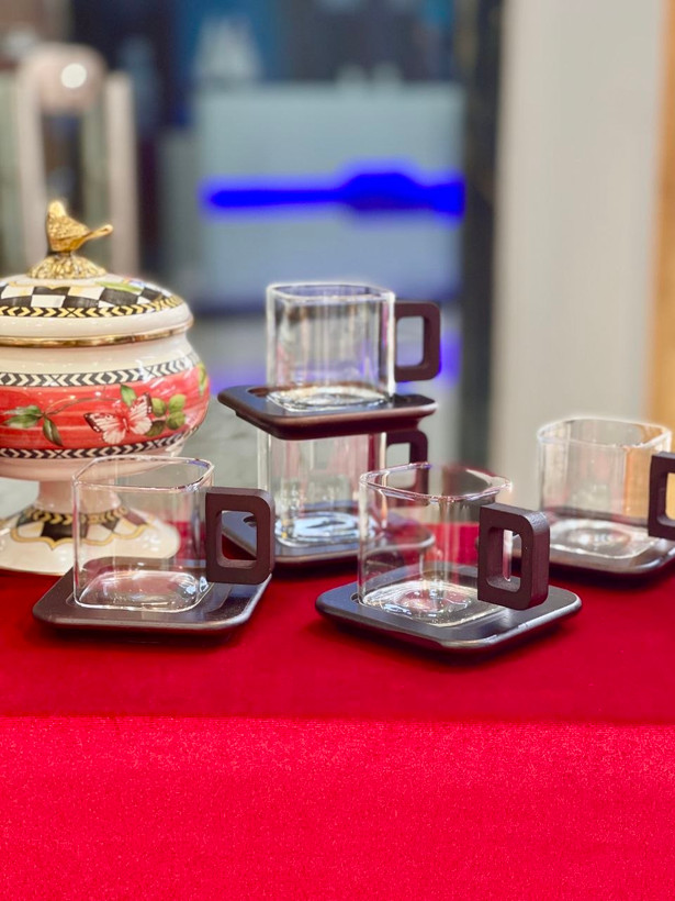 فنجان نعلبکی پیرکس مربعی