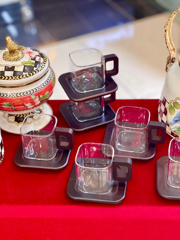 فنجان نعلبکی پیرکس مربعی