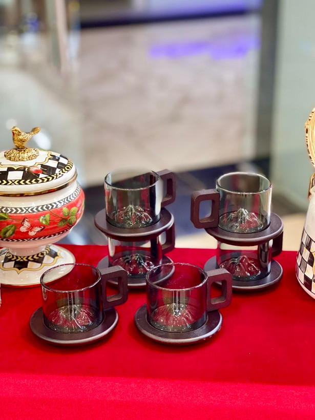 فنجان نعلبکی پیرکس کوه یخ دودی