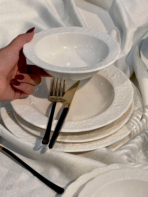 سرویس غذا خوری شش نفره گل برجسته Bahar محصول ترکیه
